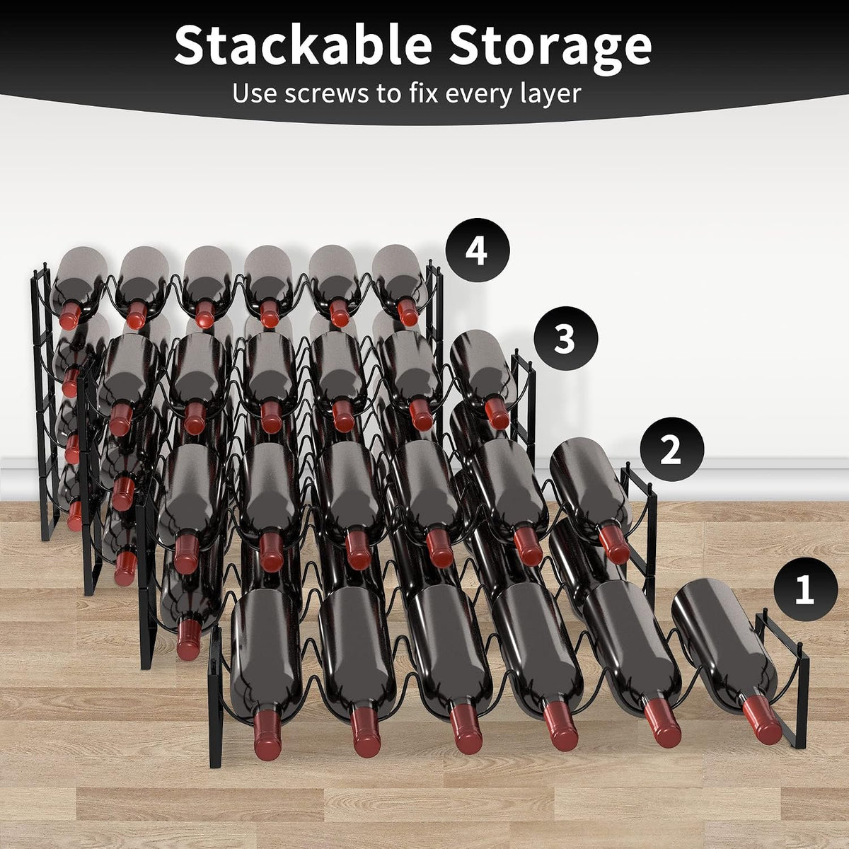 Tiered Stackable Wine Bottle Rack additional product photo
