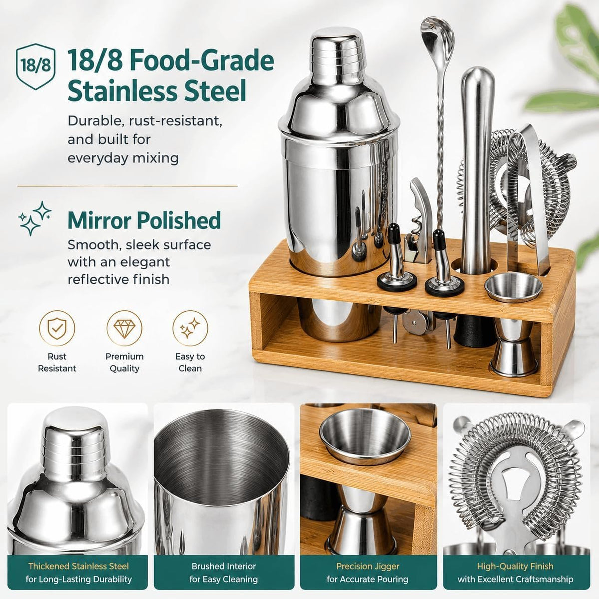 Cocktail Mixing Kit with Bamboo Stand additional product photo