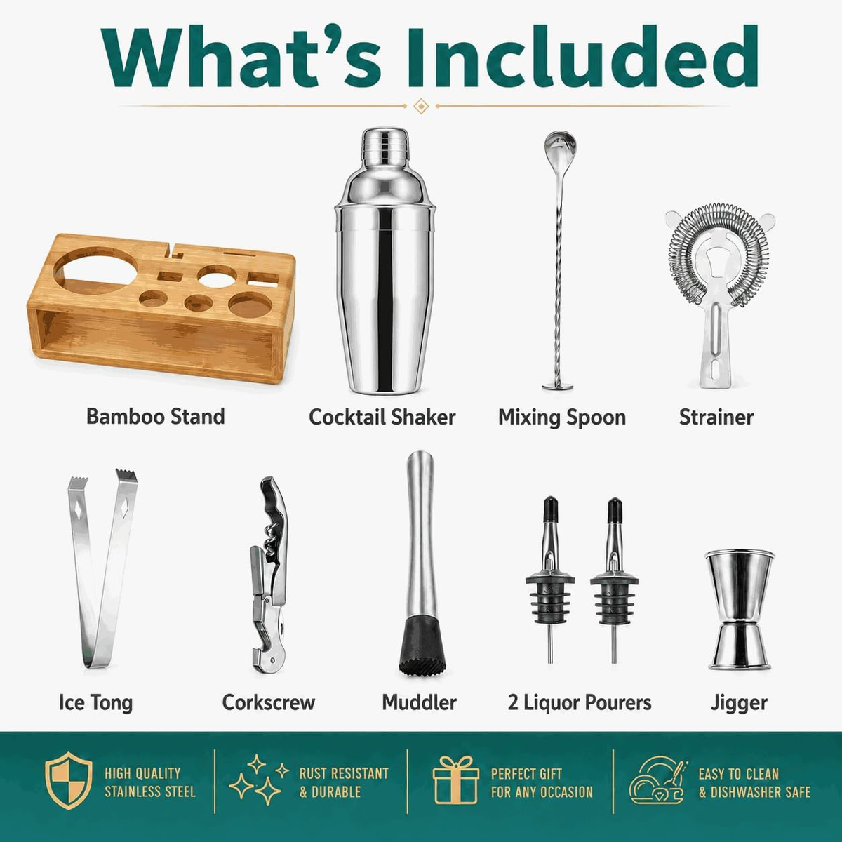 Cocktail Mixing Kit with Bamboo Stand additional product photo