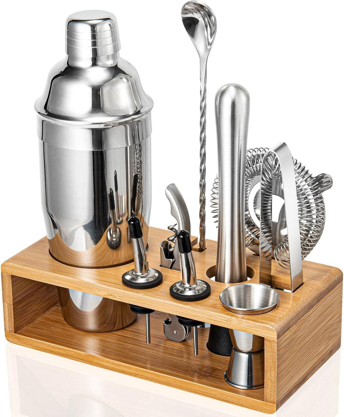 Cocktail Mixing Kit with Bamboo Stand studio product photo