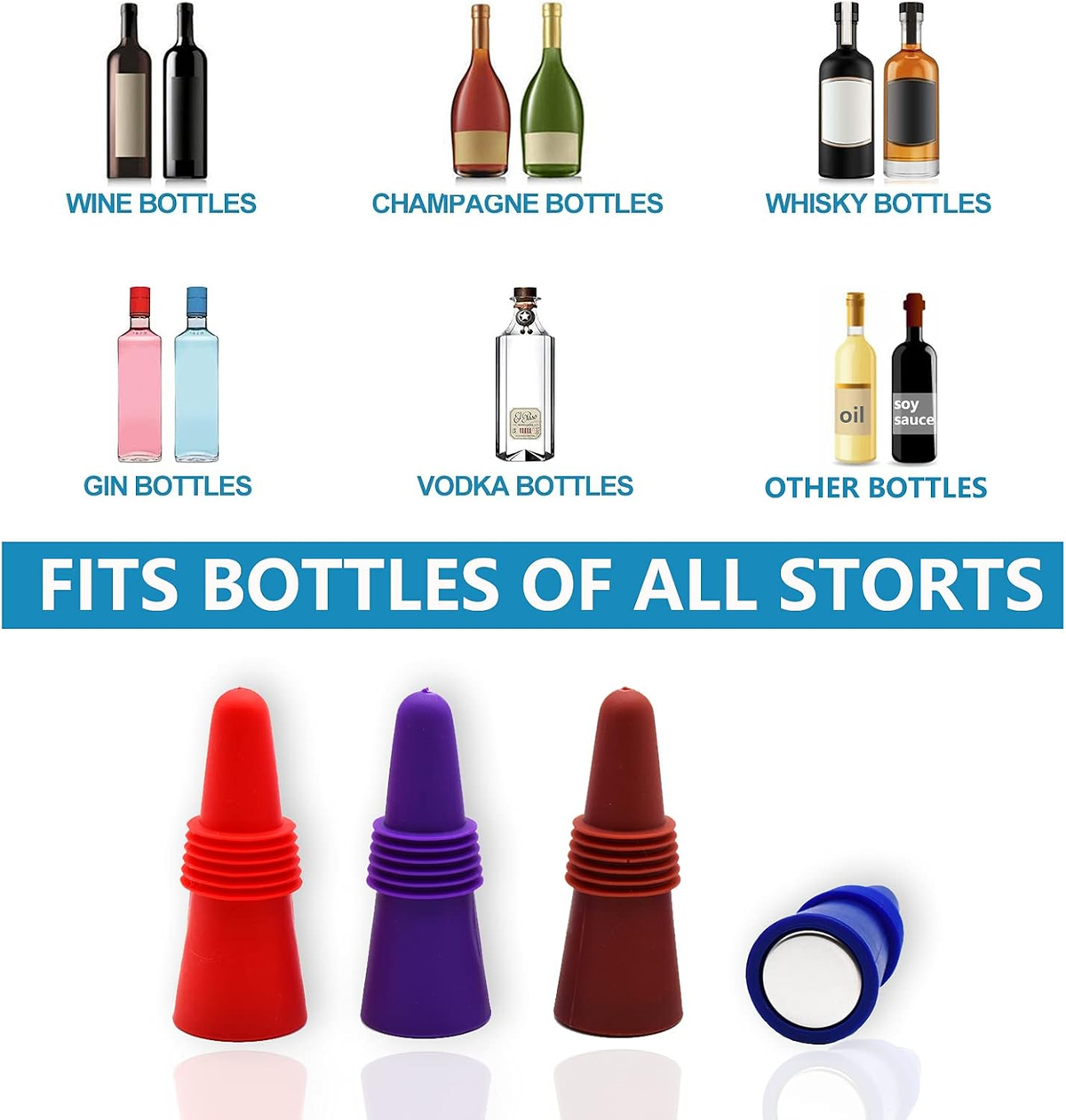 Assorted Silicone Wine Stopper Set additional product photo