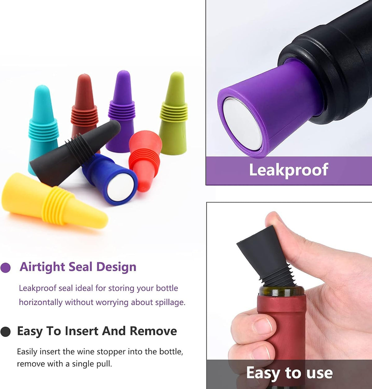 Assorted Silicone Wine Stopper Set additional product photo