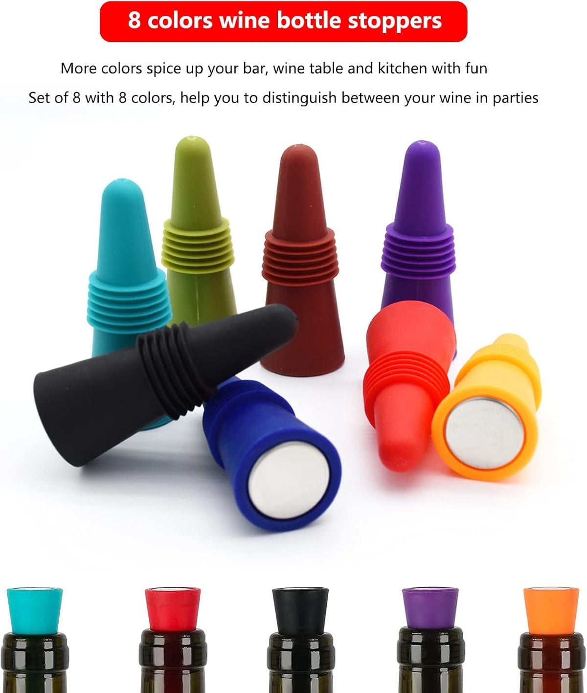 Assorted Silicone Wine Stopper Set additional product photo