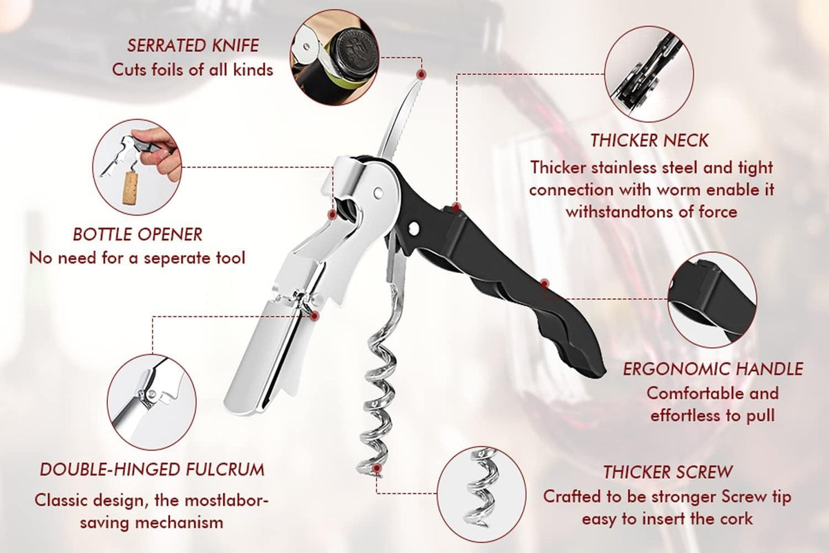 Double-Hinged Waiter Corkscrew Set additional product photo