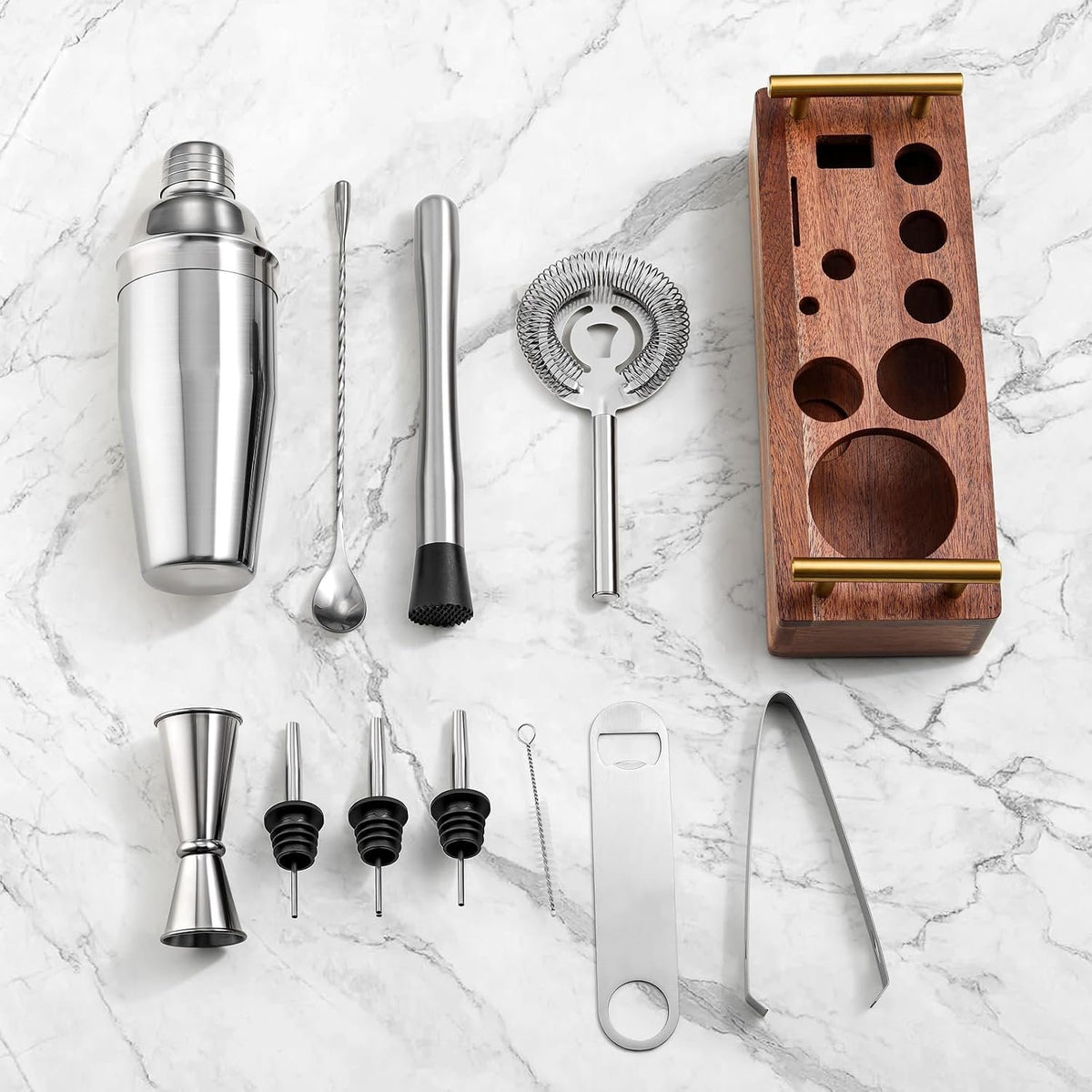Cocktail Mixing Kit with Wooden Recipe Stand additional product photo