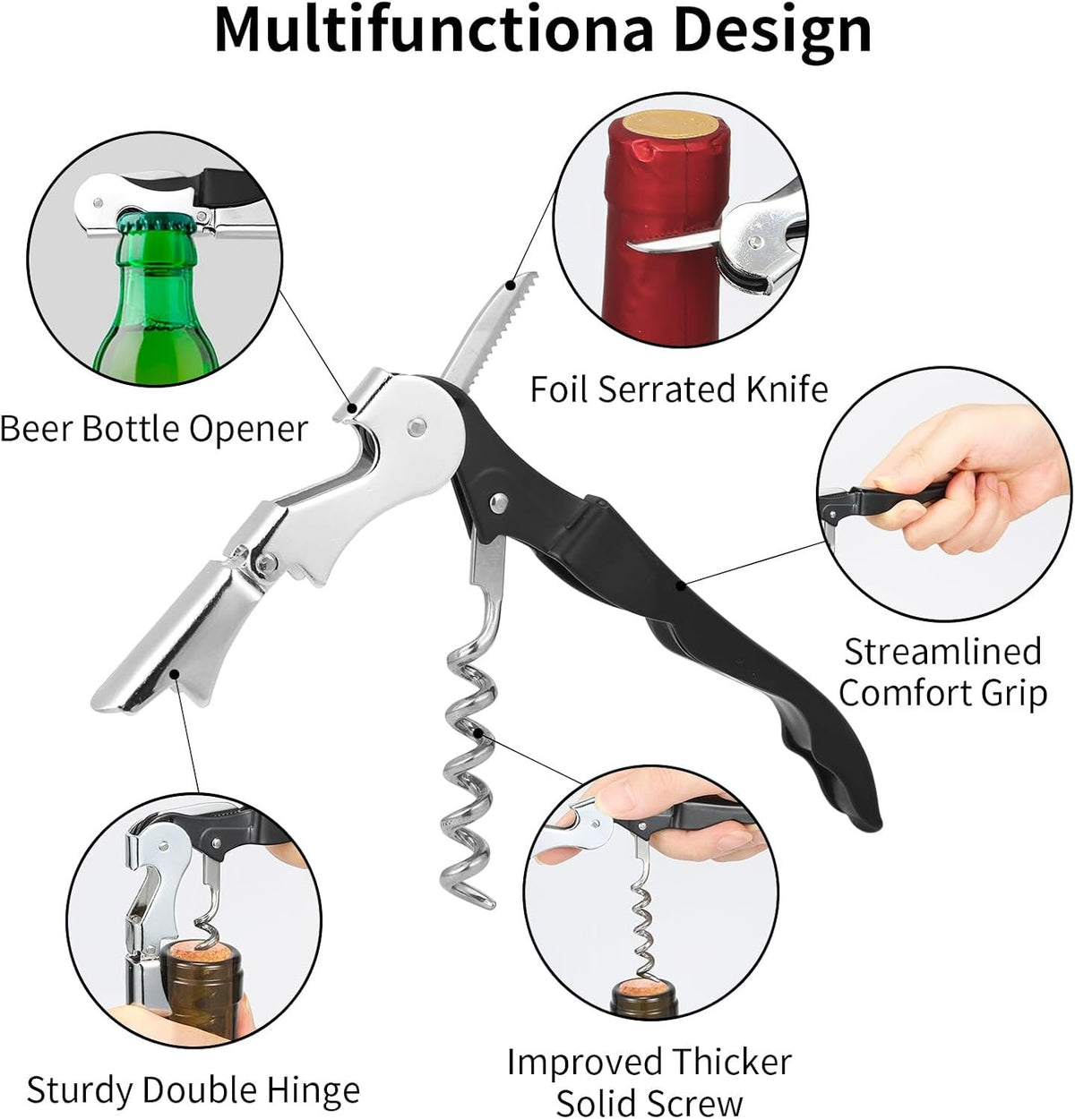 Double-Hinged Waiter Corkscrew Pair additional product photo