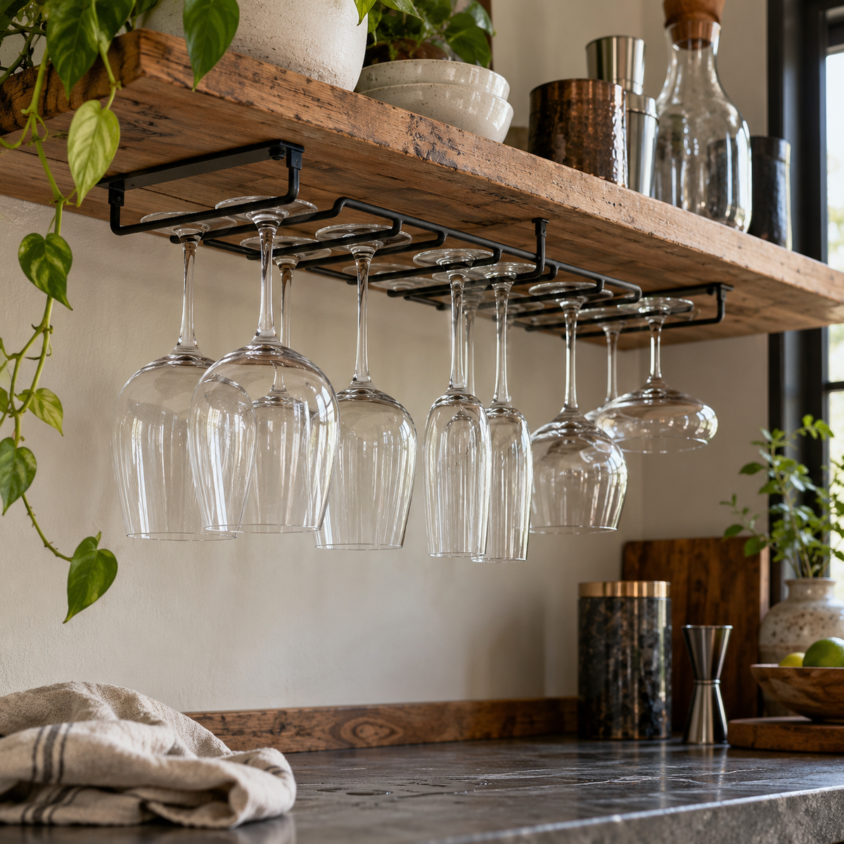 Home bar stemware storage