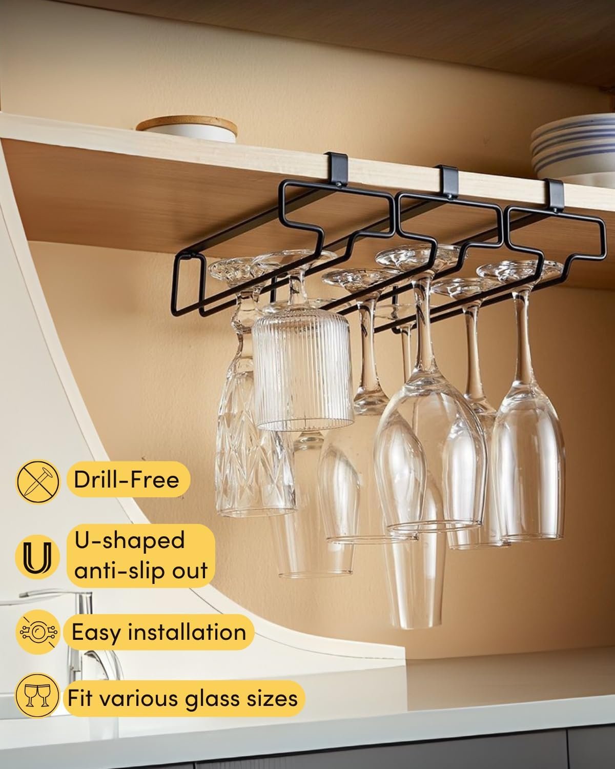 Clip-On Under-Cabinet Stemware Rack Pair additional product photo