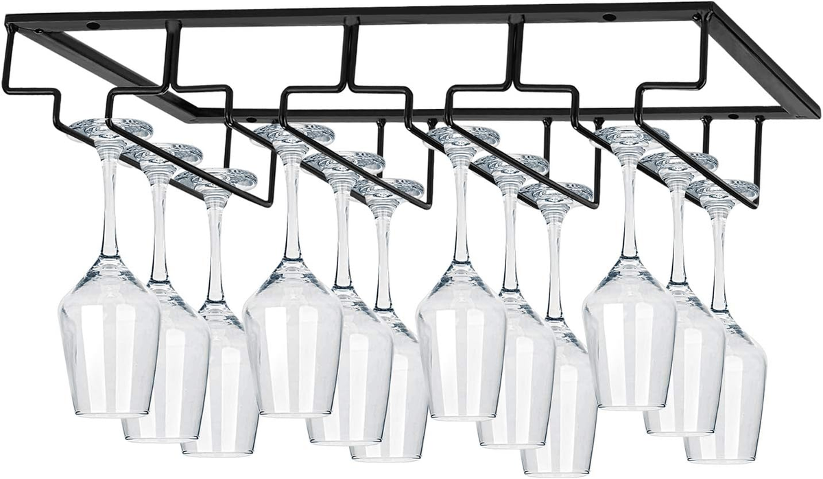 Black Iron Under-Cabinet Stemware Rack studio product photo