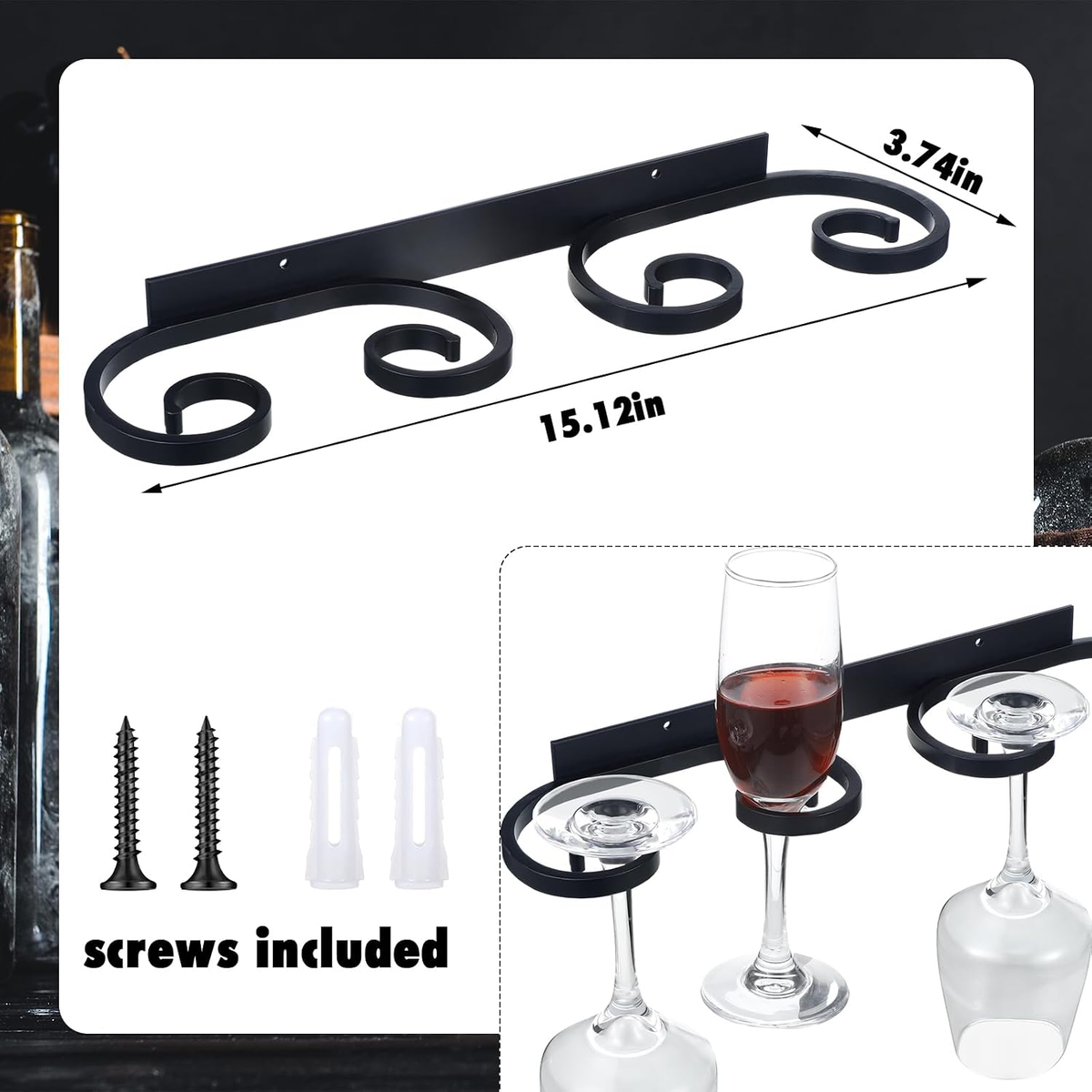 Wall-Mounted Stemware Rack Pair additional product photo