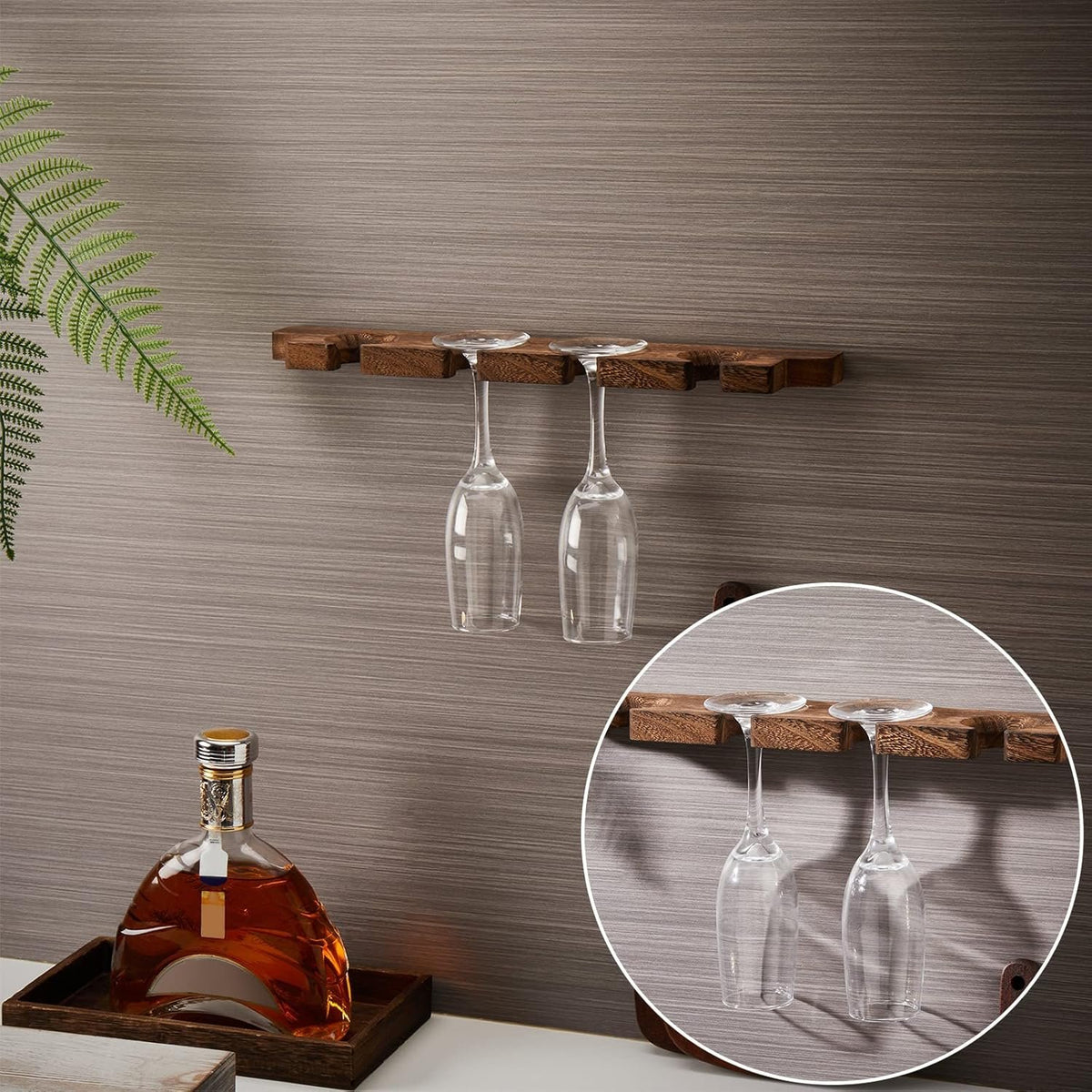Wooden Wall-Mounted Stemware Rack Set additional product photo