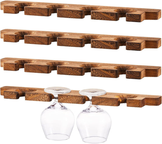 Wooden Wall-Mounted Stemware Rack Set studio product photo