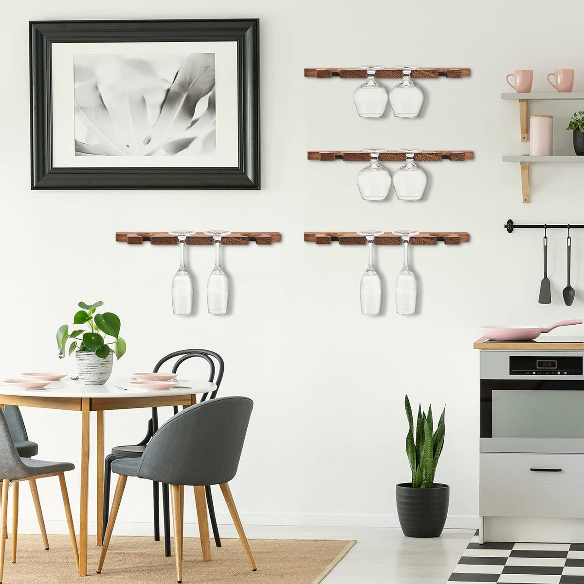 Wooden Wall-Mounted Stemware Rack Set additional product photo