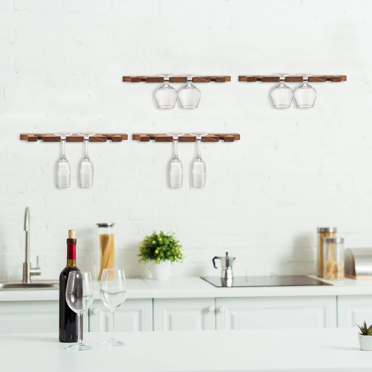 Wooden Wall-Mounted Stemware Rack Set additional product photo