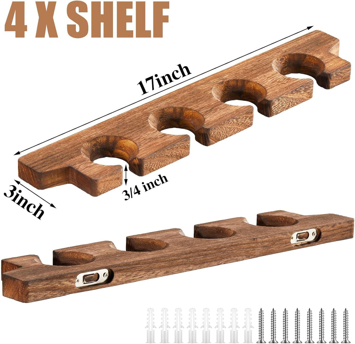 Wooden Wall-Mounted Stemware Rack Set additional product photo