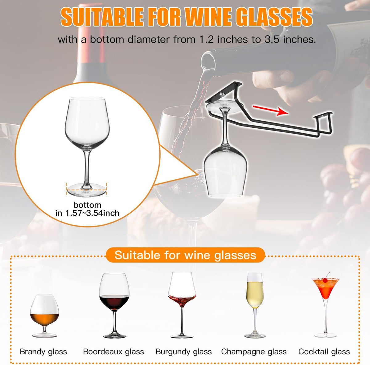 Single-Row Under-Cabinet Stemware Rack Pair additional product photo