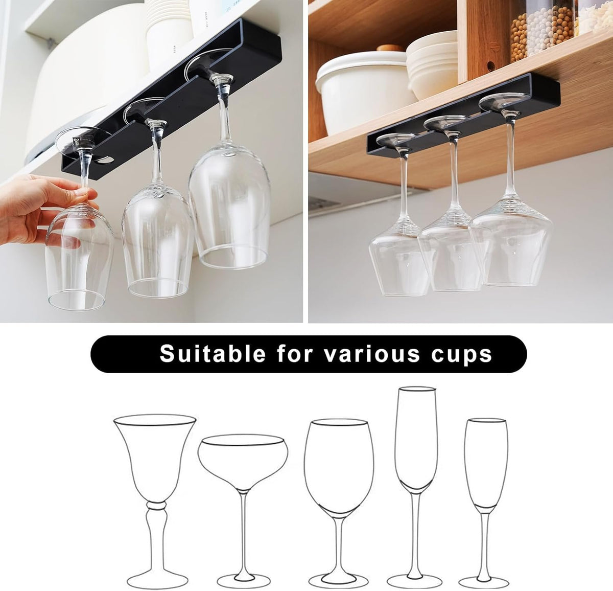 Adhesive Under-Cabinet Stemware Holder Pair additional product photo