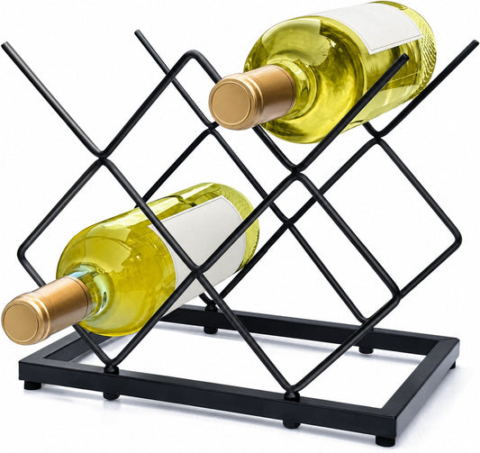 Open Countertop Metal Wine Bottle Rack studio product photo