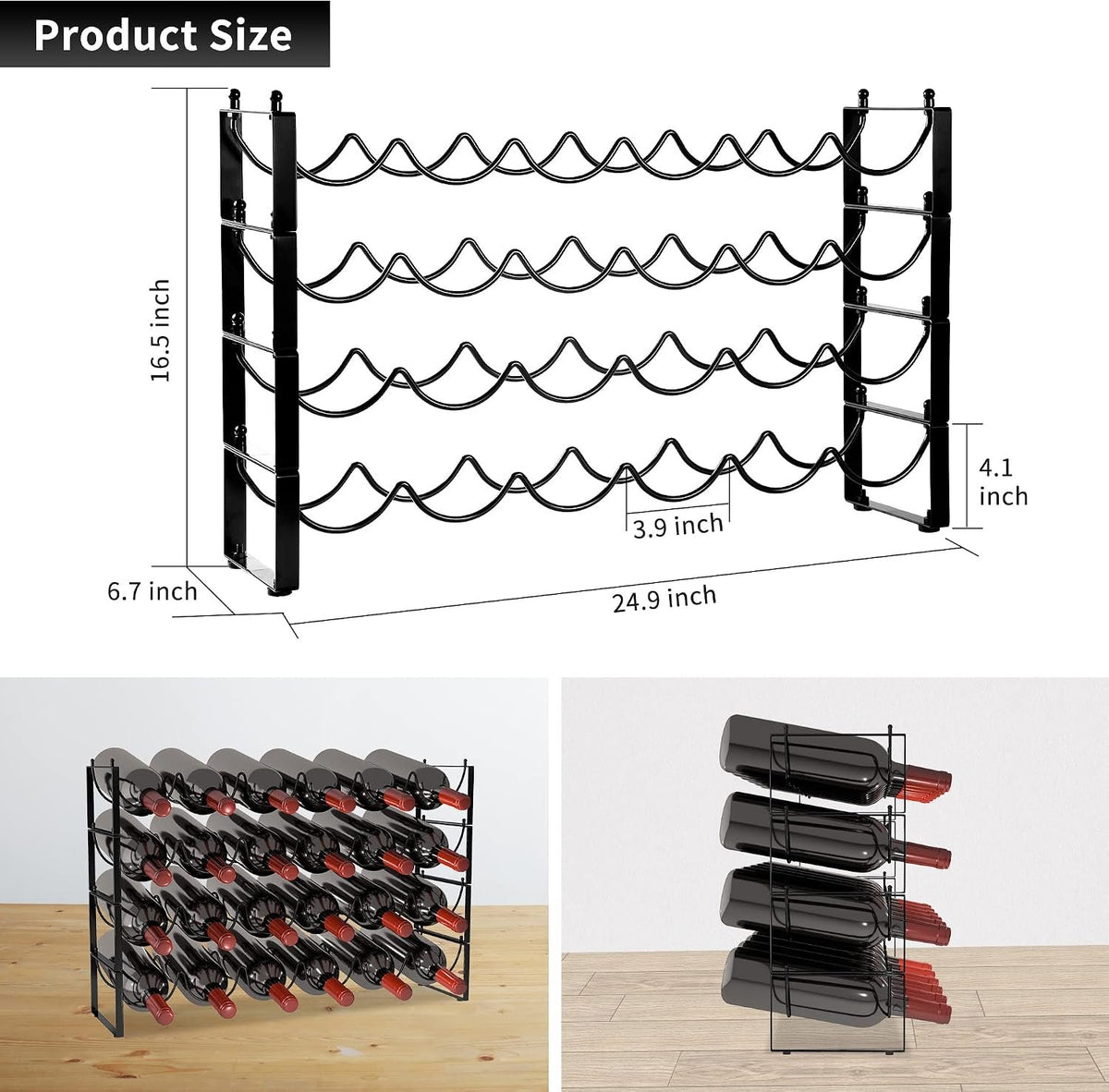 Tiered Stackable Wine Bottle Rack additional product photo