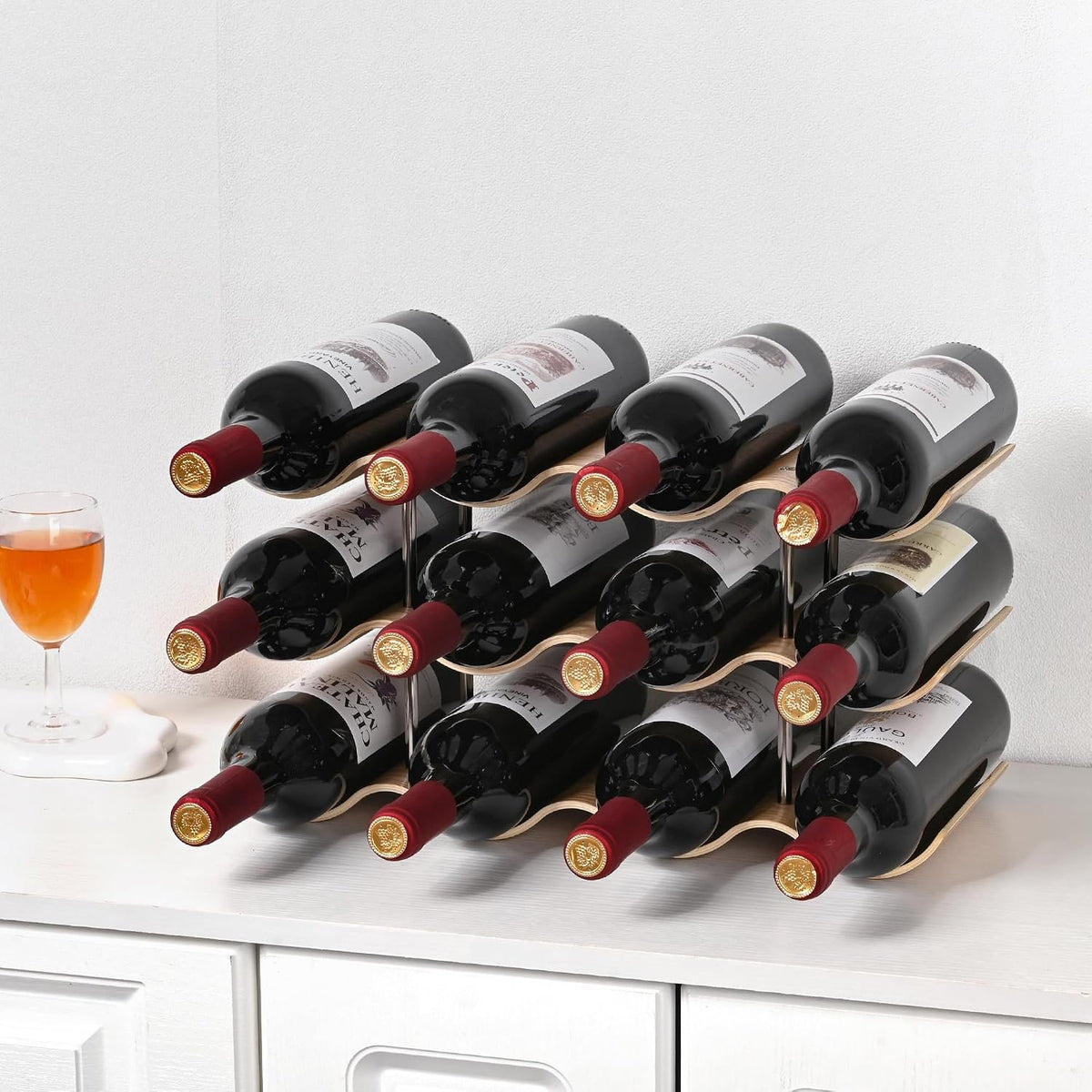 Wavy Solid-Wood Wine Bottle Rack additional product photo