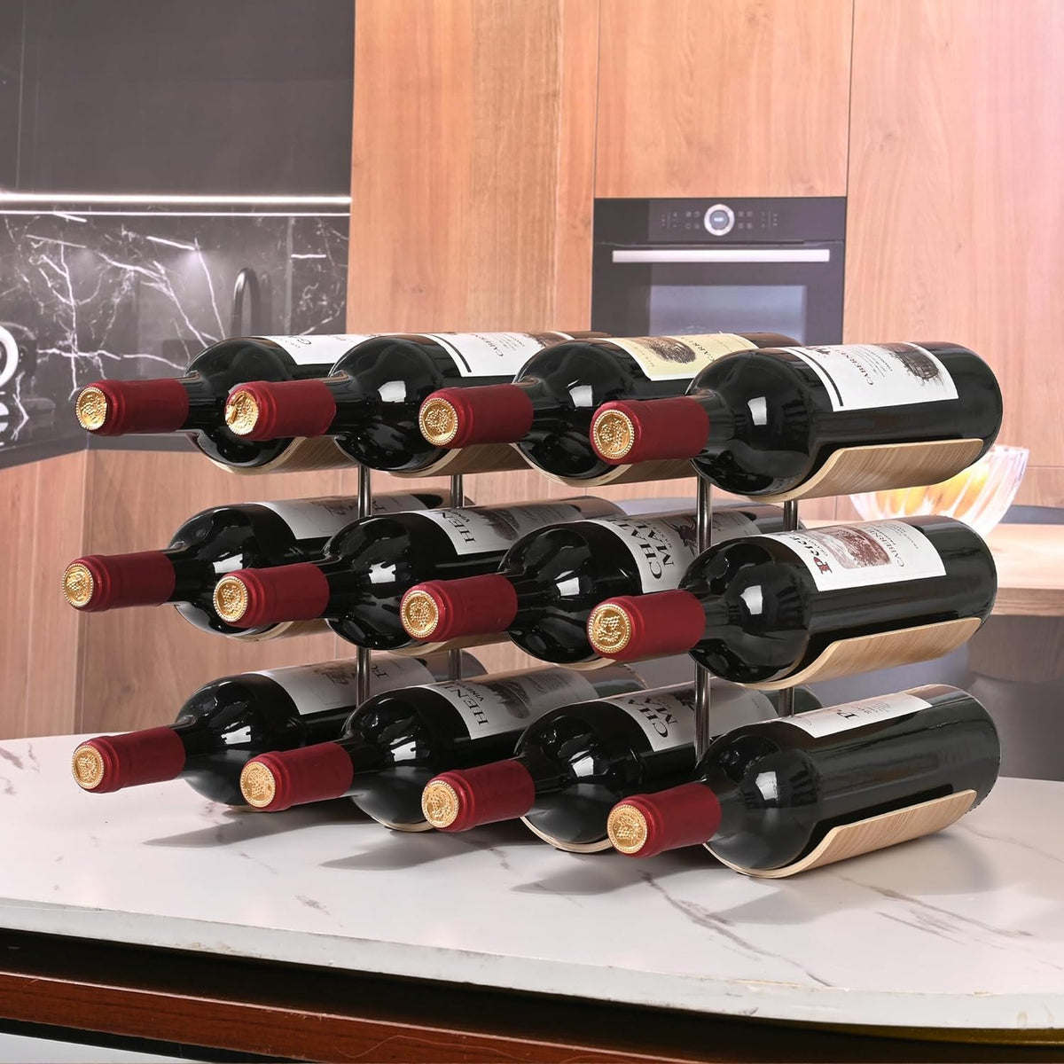 Wavy Solid-Wood Wine Bottle Rack additional product photo