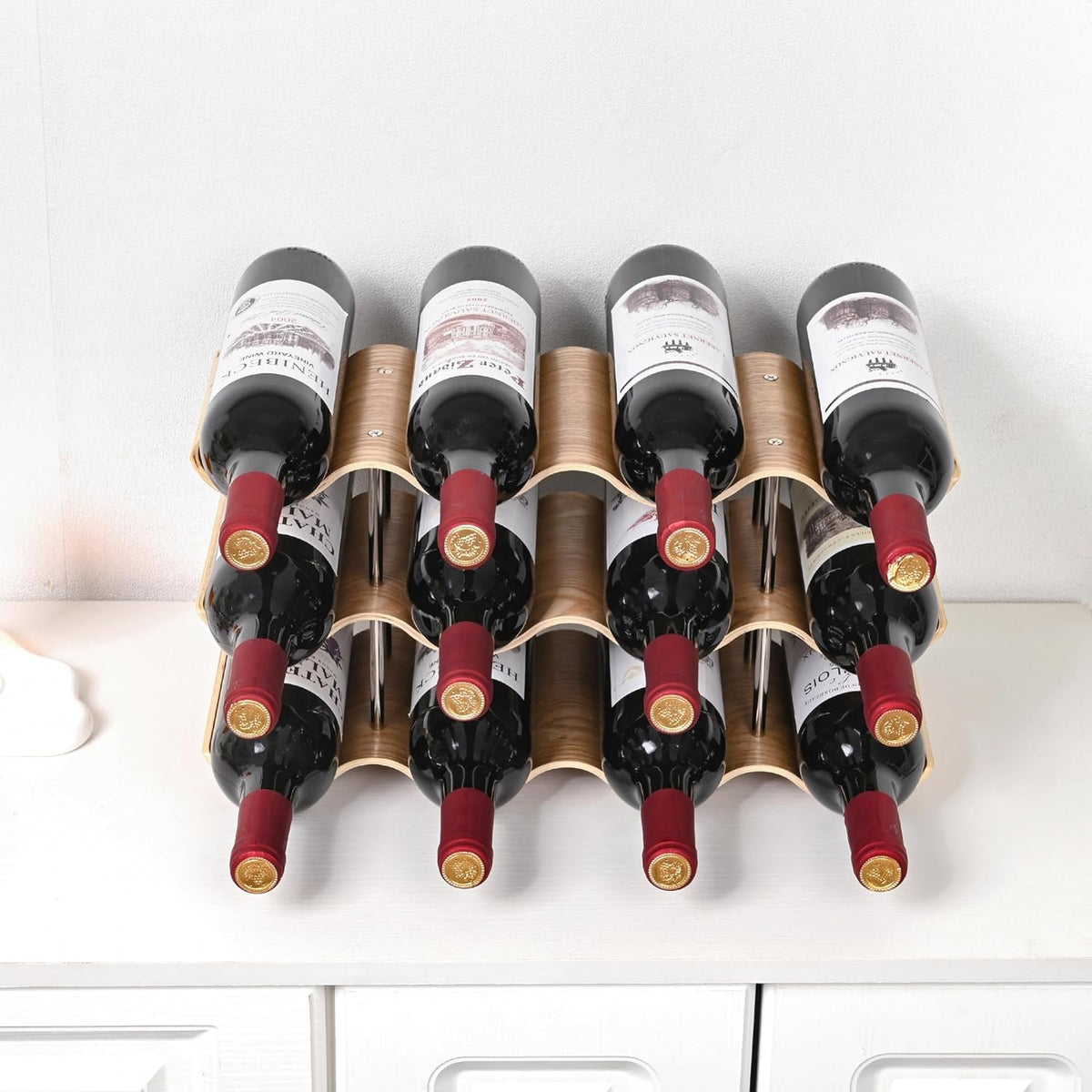 Wavy Solid-Wood Wine Bottle Rack additional product photo